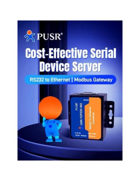 Convertidor RS232 a Ethernet USR-TCP232-302 con Modbus y DNS