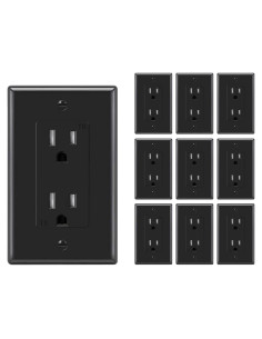 Toma de Corriente Decorativa Micmi 15Amp 10Pack Negra