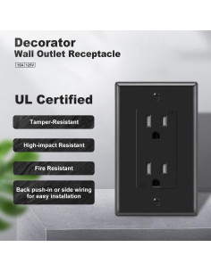 Toma de Corriente Decorativa Micmi 15Amp 10Pack Negra 2