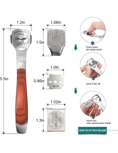 Removedor de Callos de Acero Inoxidable POQOD con 12 Piezas 2