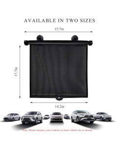 Cortina de Ventana de Auto FSTURIOS 45x40 cm Retráctil UV 2