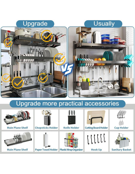 Escurridor de Platos LIVOD Acero Inoxidable 3 Niveles Ajustable