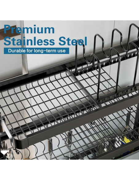 Escurridor de Platos LIVOD Acero Inoxidable 3 Niveles Ajustable