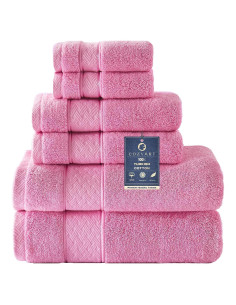 Juego de Toallas de Baño COZYART Rosa 6 Piezas 100% Algodón