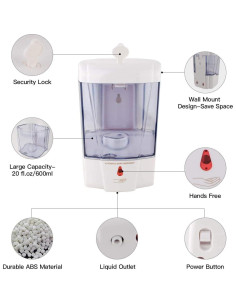 Dispensador de Jabón Automático Naiver 600ml Blanco Sin Contacto 2