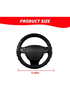 Funda de Volante Mandark 38 cm Cuero Antideslizante Negro 2