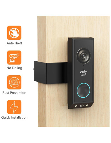 Soporte Antirrobo para Timbre Eufy E340 Negro Sin Perforación