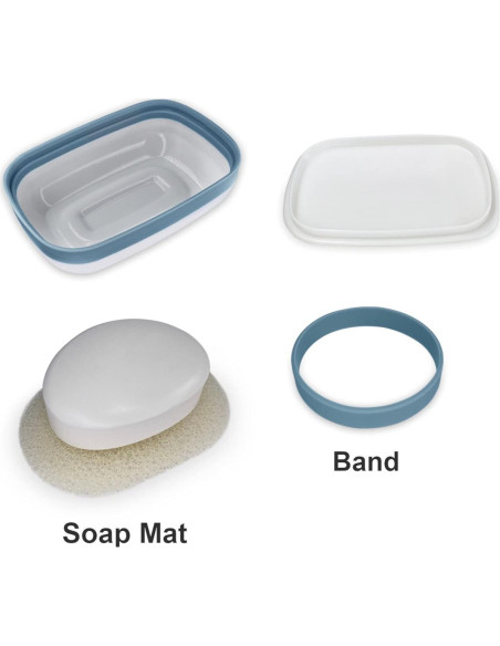 2 Pack Porta Jabones de Viaje Kiasona con Alfombrillas y Banda