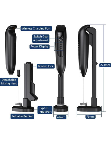 Batidora de Leche Inalámbrica Recargable ALPSPEAKS USB 12000 rpm