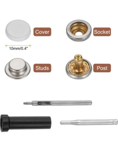 Kit de Broches de Piel HARFINGTON 24 Sets 10mm Beige 2