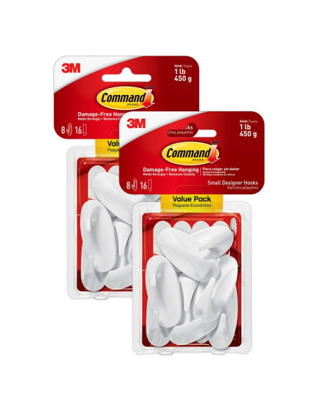 Ganchos Adhesivos Command 8 Piezas 0.45 kg Blanco