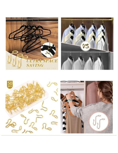 Ganchos Conectores de Percha Dorados FAMSTURLON - 50 Piezas