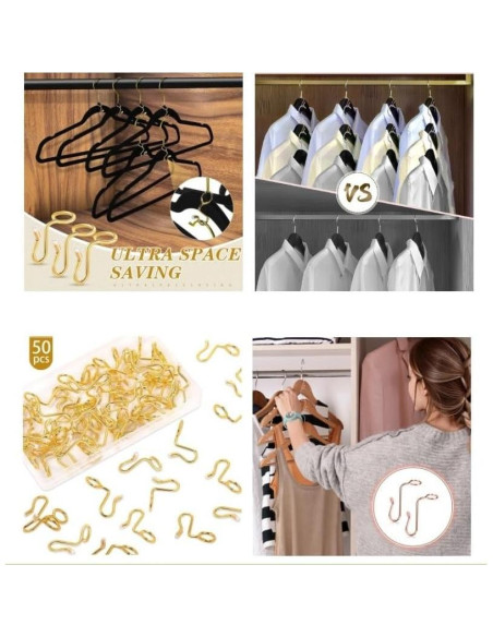 Ganchos Conectores de Percha Dorados FAMSTURLON - 50 Piezas
