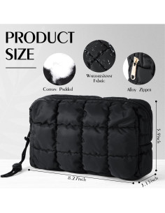 Bolsa de Maquillaje Acolchada Hillban Negra Cuadrada 21x15 cm 2