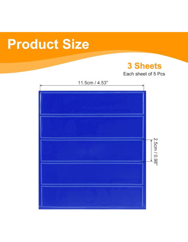 Calcomanías Reflectantes MECCANIXITY 11.5x2.5cm Azul Oscuro - Paquete de 3