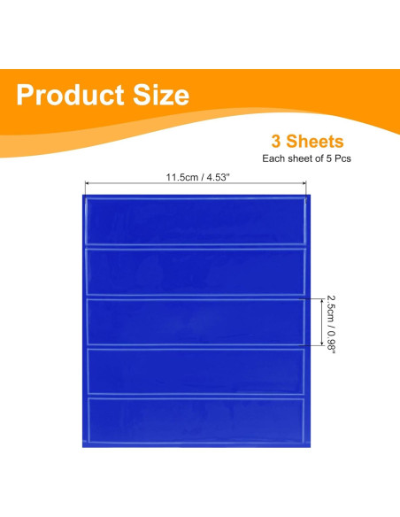 Calcomanías Reflectantes MECCANIXITY 11.5x2.5cm Azul Oscuro - Paquete de 3