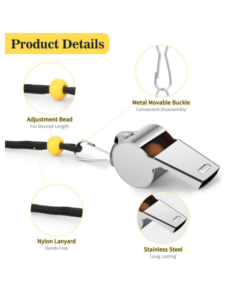 Silbato de Entrenador Evechole Acero Inoxidable Sonido Fuerte