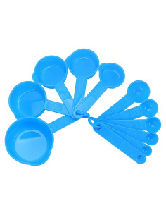 Juego de Tazas y Cucharas Medidoras Plástico SUNMVEHOT Azul