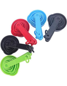 Juego de Tazas y Cucharas Medidoras Plástico SUNMVEHOT Azul 2