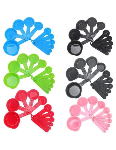 Juego de Tazas y Cucharas Medidoras Plástico SUNMVEHOT Azul