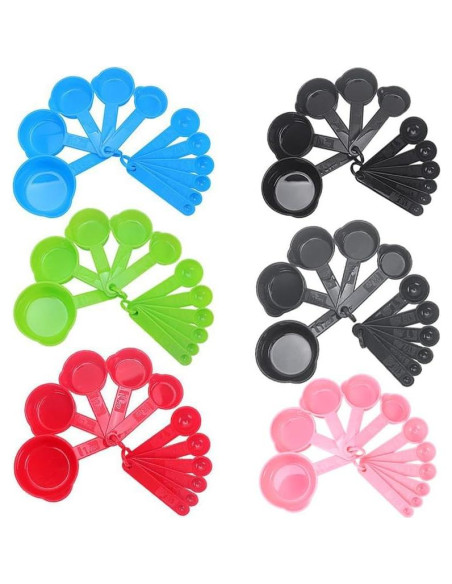 Juego de Tazas y Cucharas Medidoras Plástico SUNMVEHOT Azul