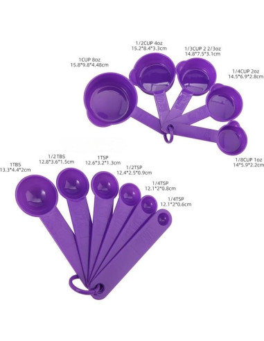 Juego de Tazas y Cucharas Medidoras Plástico SUNMVEHOT Azul