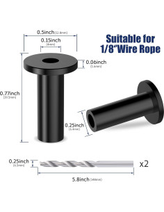 50 Manguitos Protectores Acero Inoxidable T316 Negros 1/8" 2