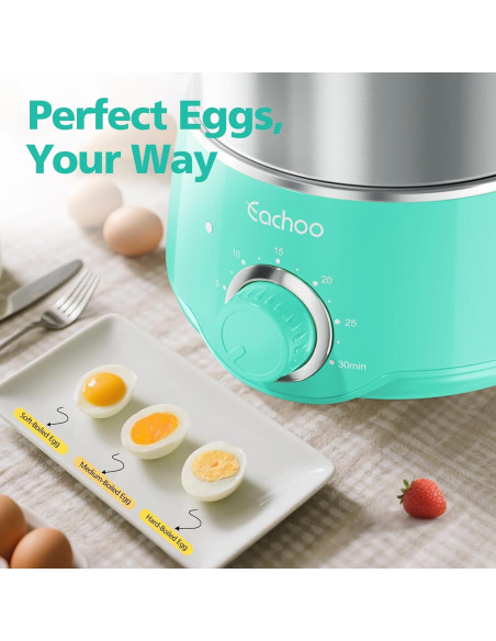 Cocinero de Huevos Duro CACHOO Aqua 14 Huevos 30 Min Temporizador