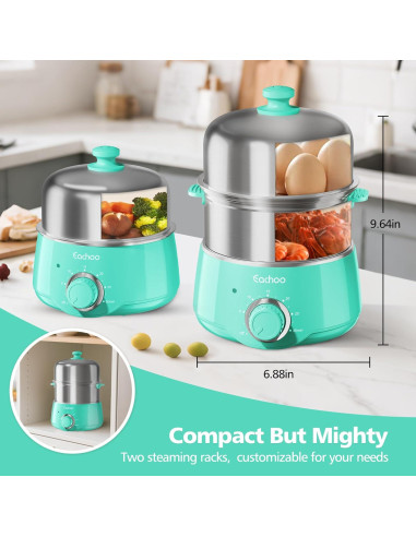 Cocinero de Huevos Duro CACHOO Aqua 14 Huevos 30 Min Temporizador