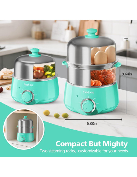 Cocinero de Huevos Duro CACHOO Aqua 14 Huevos 30 Min Temporizador