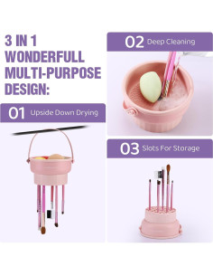 Alfombrilla Limpiadora de Brochas GOLIKEE 3 en 1 Rosa 2