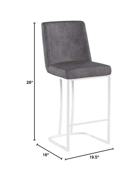 Taburete de mostrador Meridian Furniture Heidi Terciopelo Gris 92.71 cm