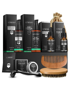Kit de Cuidado de Barba Lovery 12 Piezas con Aceite y Jabón