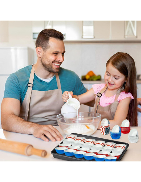 Forros de Cupcake Mini COcnny - 600 Piezas, 4 Estilos Patrióticos