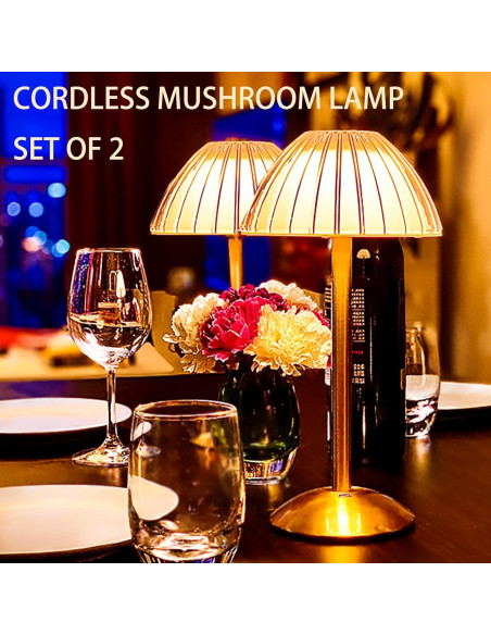 Juego de 2 lámparas de mesa LED TIMEGOA con batería 1600 mAh