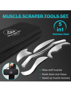 Juego de herramientas Gua Sha 5 en 1 Congumi acero inoxidable 2