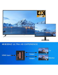 Divisor HDMI 1 en 2 Salidas 4K@30Hz Ouluoa con Adaptador 2