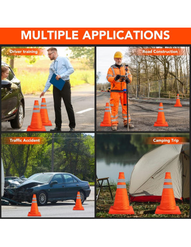 Conos de Seguridad Plegables TENKAIWICK 18" Naranjas - 3 Piezas