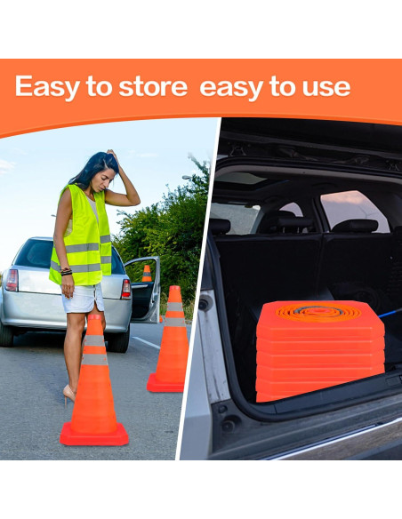 Conos de Seguridad Plegables TENKAIWICK 18" Naranjas - 3 Piezas