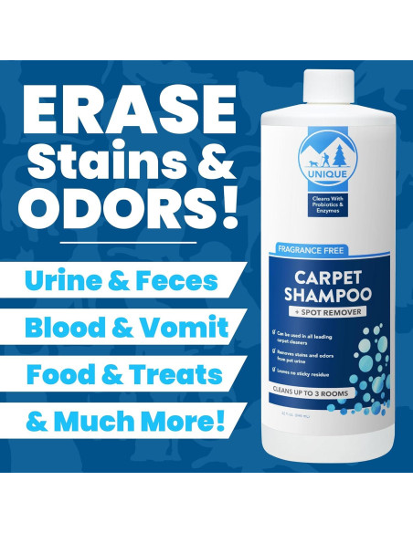 Champú para Alfombras Unique 32 oz - Eliminador de Manchas y Olores