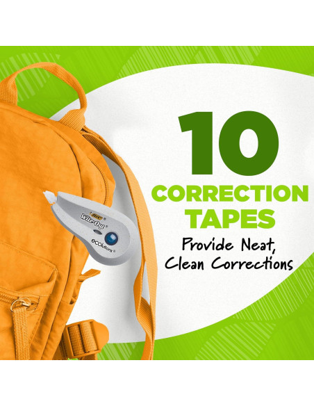 Cinta Correctora BIC Ecolutions Wite-Out, Paquete de 10, 6.04m
