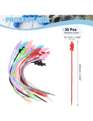 20 Piezas Correas de Silicona Reutilizables uxcell 25.4cm