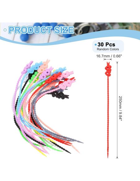 20 Piezas Correas de Silicona Reutilizables uxcell 25.4cm