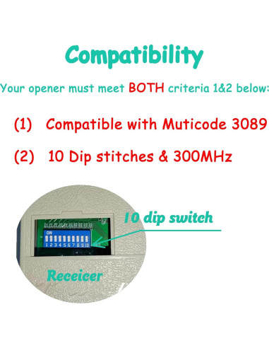 Reemplazo Transmisor Remoto Garaje Datonten 300MHz Negro