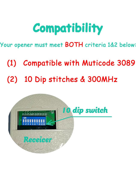Reemplazo Transmisor Remoto Garaje Datonten 300MHz Negro Reemplazo Transmisor Remoto Garaje Datonten 300MHz Negro