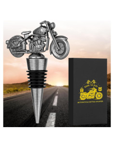 Tapon de Vino Motocicleta LKKCHER Plata Oscura con Caja