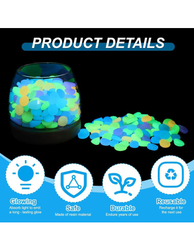 Piedras Brillantes PATIKIL 300 Pcs Cian para Jardín y Acuarios