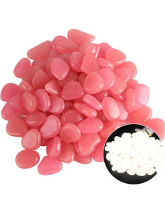 100 Piedras Luminiscentes Rosa para Jardín y Acuarios 2