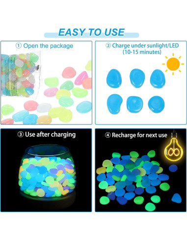 Piedras Brillantes PATIKIL 300 Pcs Cian para Jardín y Acuarios