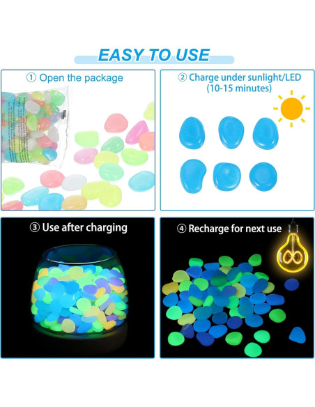 Piedras Brillantes PATIKIL 300 Pcs Cian para Jardín y Acuarios Piedras Brillantes PATIKIL 300 Pcs Cian para Jardín y Acuarios